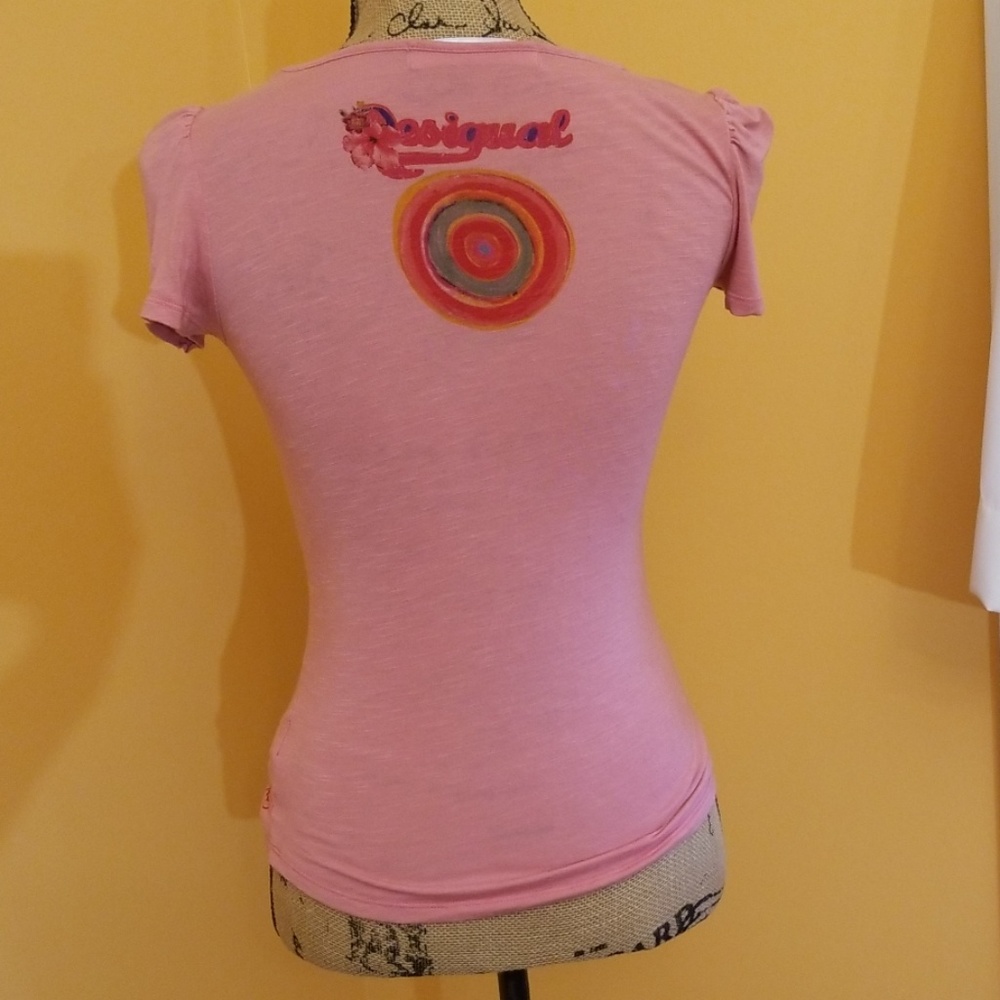 Desigual rainbow pink short sleeve tee R327:6:619 - Picture 2 of 7